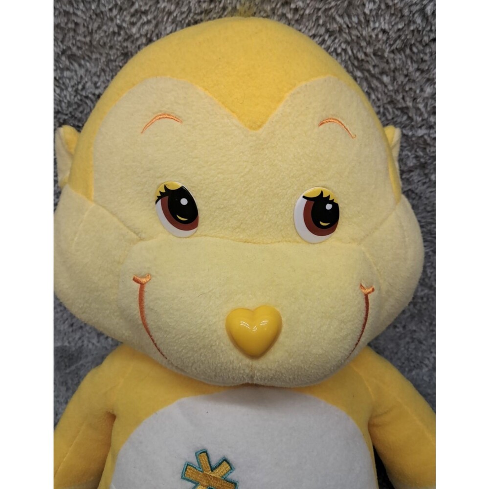 VTG Care Bears Cousins Playful Heart Monkey 2004 Yellow Plush Doll Jumbo 24" Toy - Picture 2 of 13